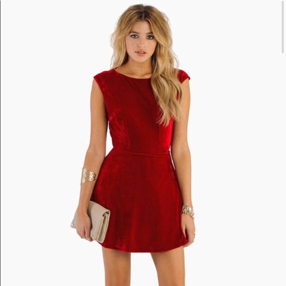 Velvet backless skater dress